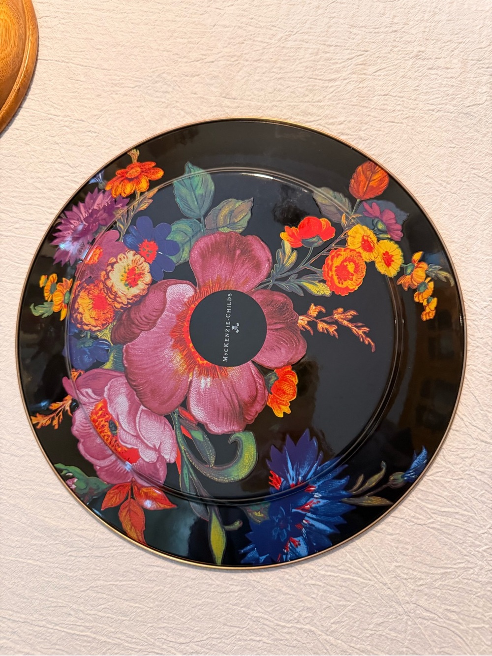 Mackenzie Childs Floral Market Black Dinner Plate - Picture 2 of 2